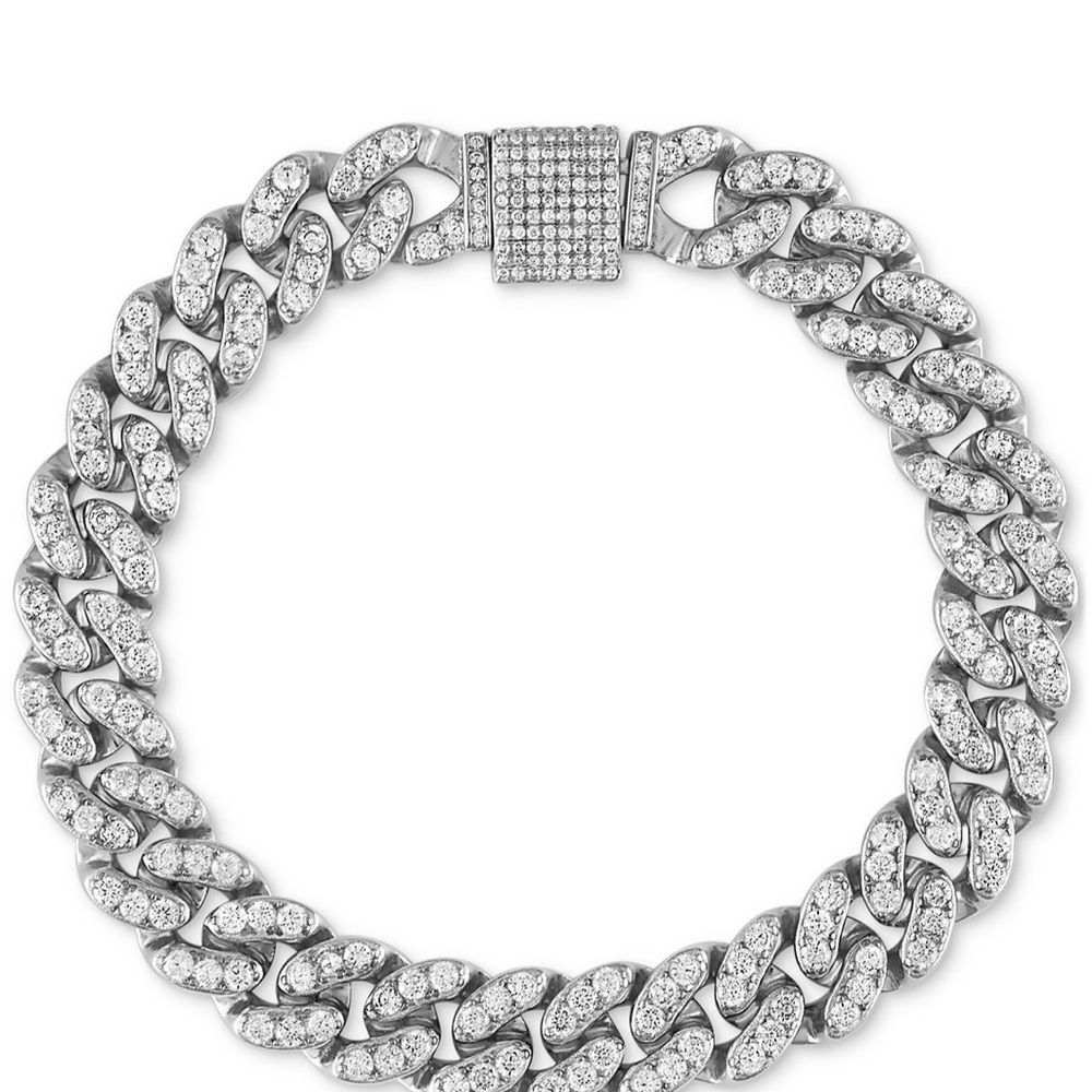 Cubic zirconia and Sterling silver Bracelet for men